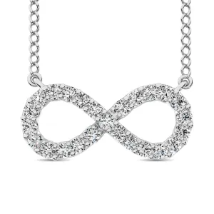 1/2 Carat Diamond Infinity Pendant Necklace 10k White Gold