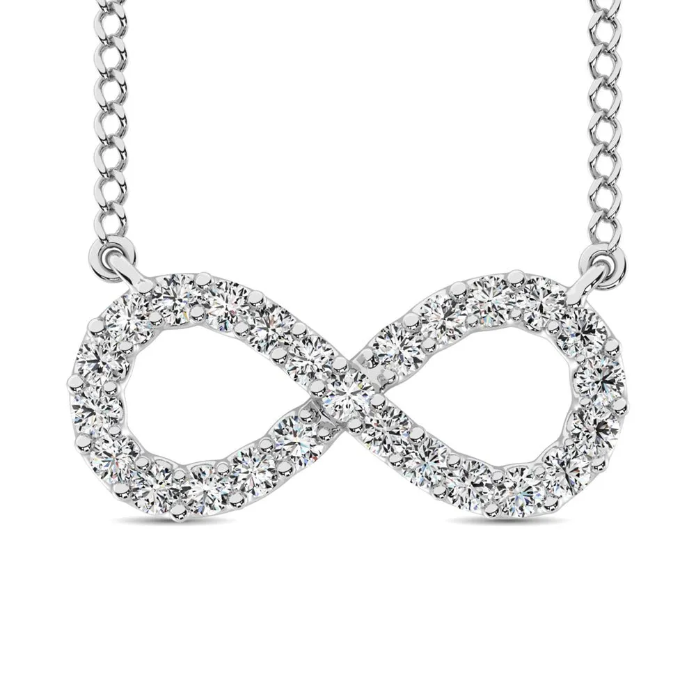 1/2 Carat Diamond Infinity Pendant Necklace 10k White Gold