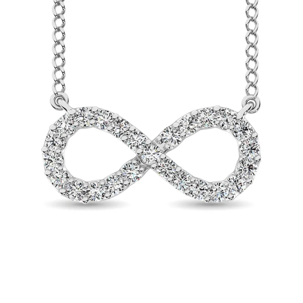 1/2 Carat Diamond Infinity Pendant Necklace 10k White Gold