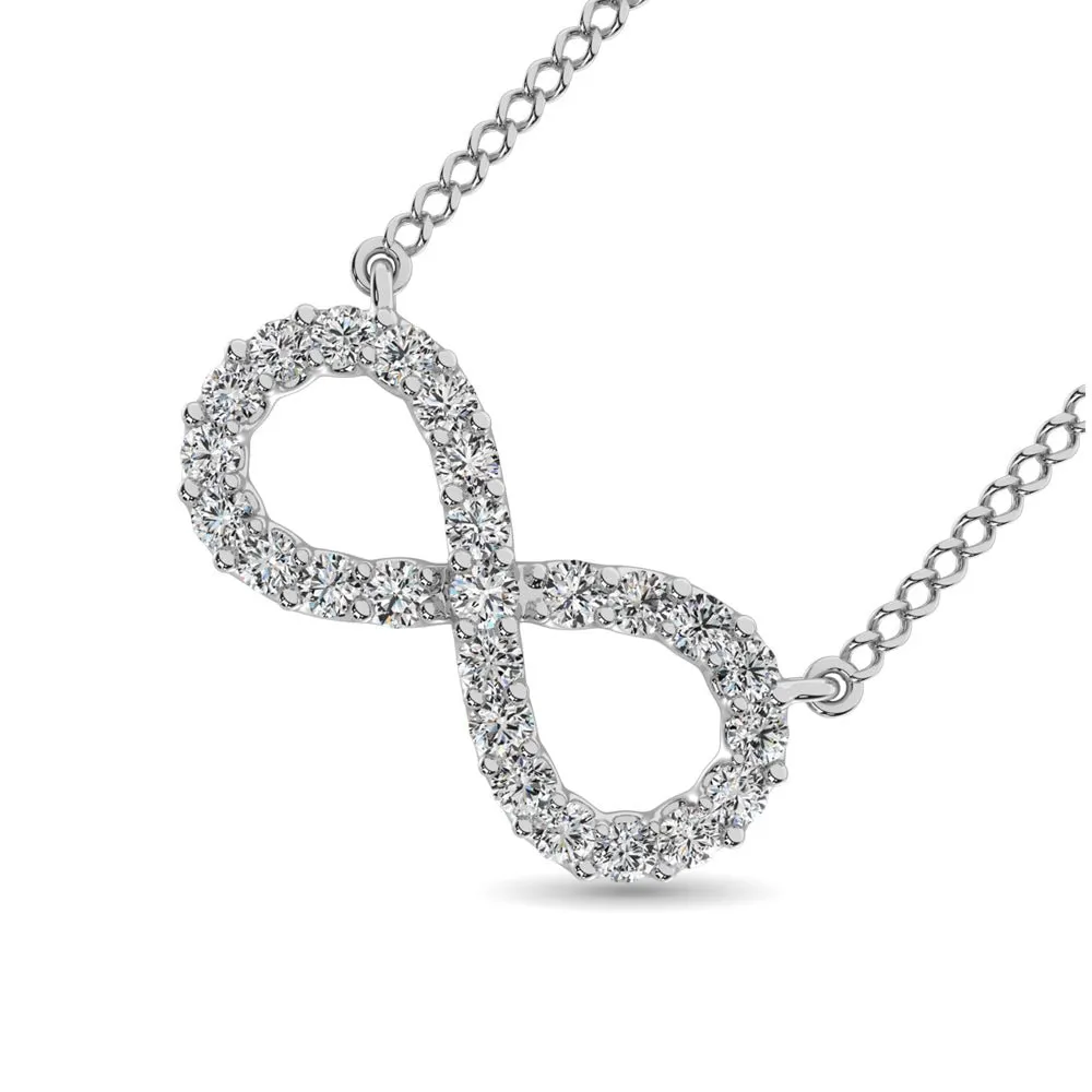 1/2 Carat Diamond Infinity Pendant Necklace 10k White Gold