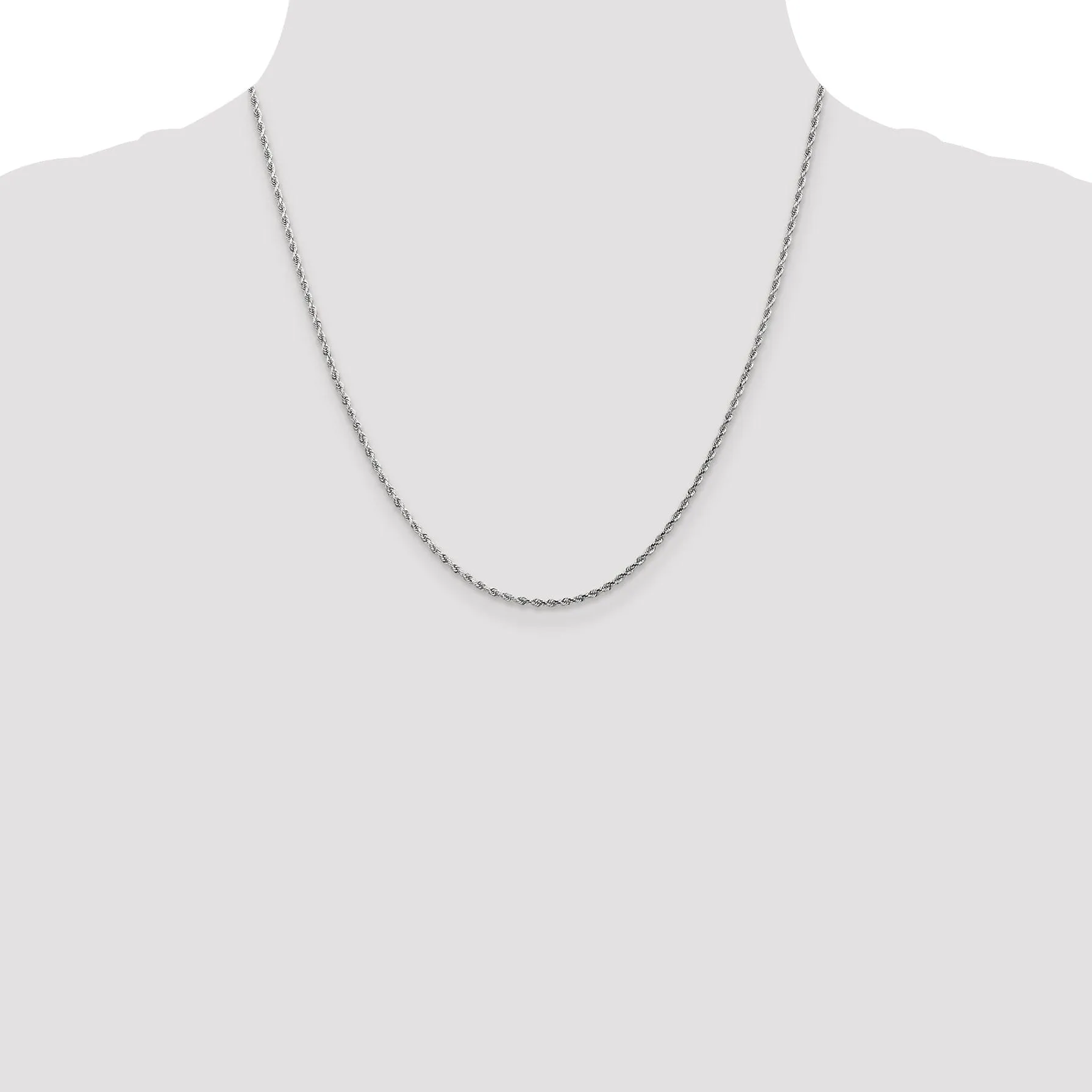 14K White Gold 1.75mm D.C Rope Chain