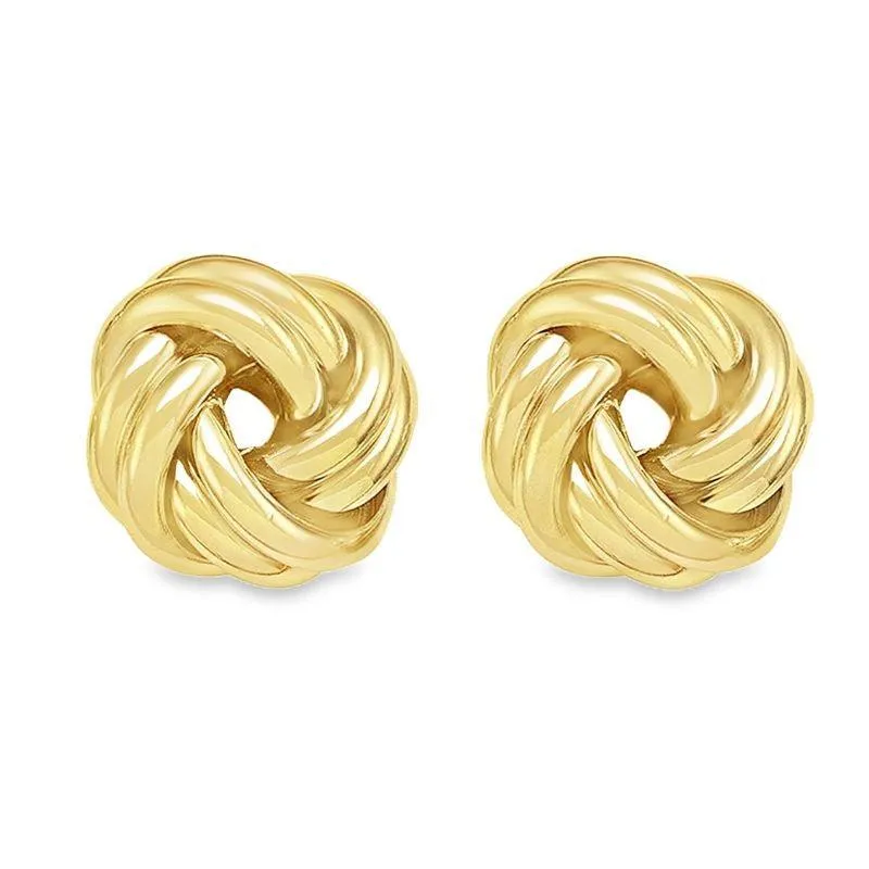 14K Yellow Gold Love Knot Stud Earrings