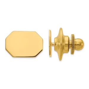 14k Yellow Gold Solid Octagon Design Tie Tac