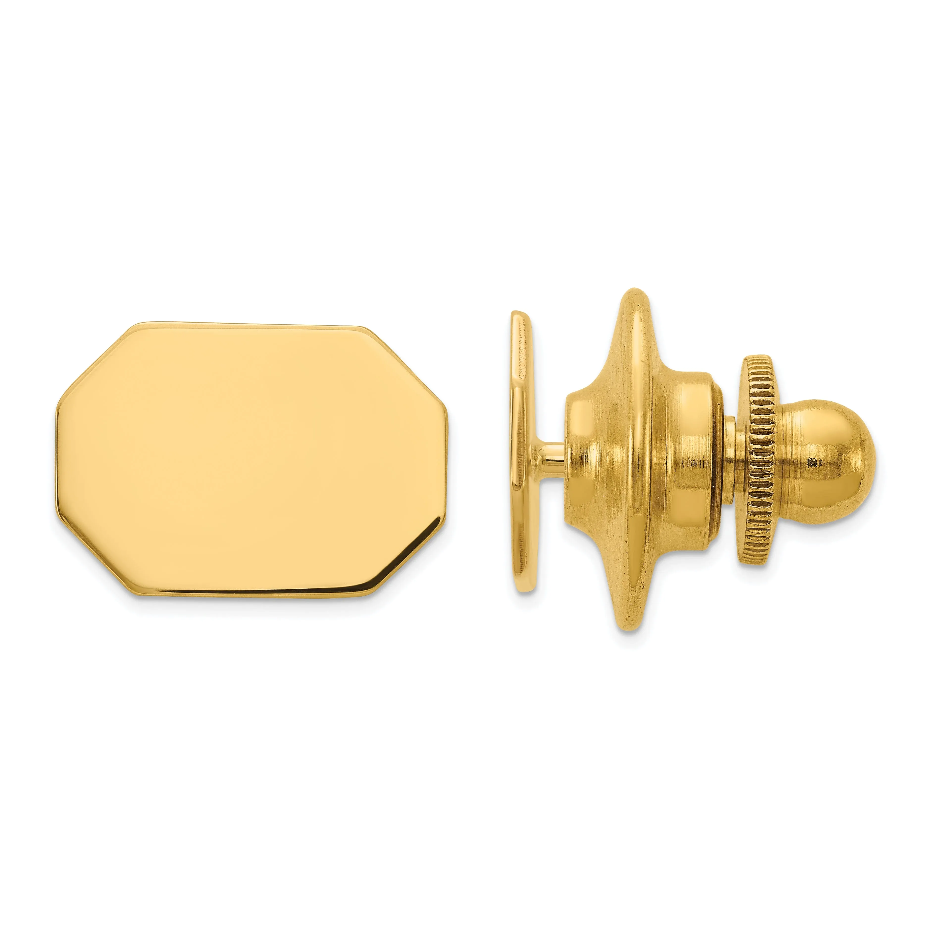 14k Yellow Gold Solid Octagon Design Tie Tac