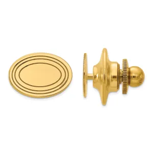 14k Yellow Gold Solid Oval Line Design Tie Tac.