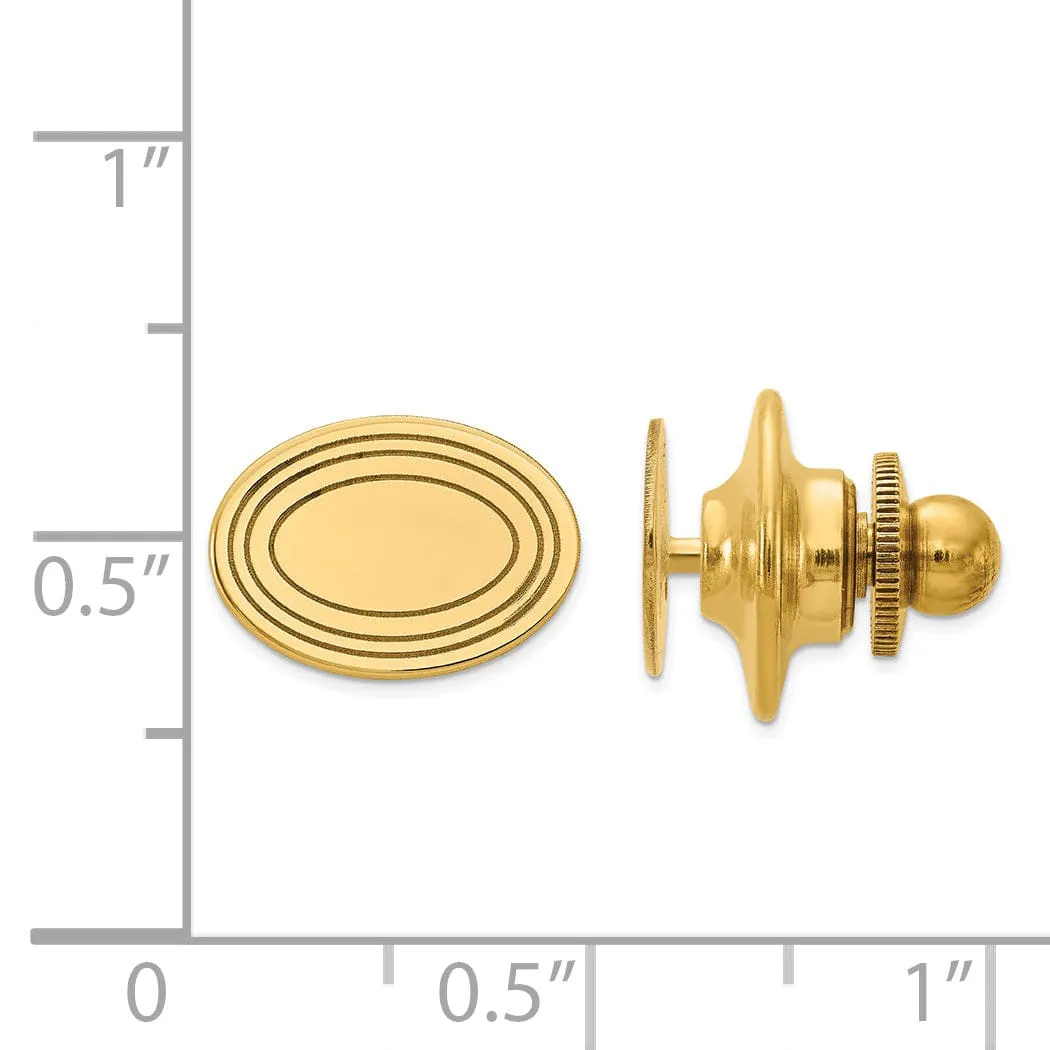 14k Yellow Gold Solid Oval Line Design Tie Tac.