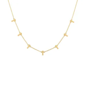 14KT GOLD 7 MINI BAR NECKLACE