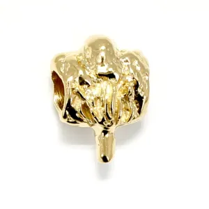 14kt Gold Vermeil Cotton Boll Slide Charm