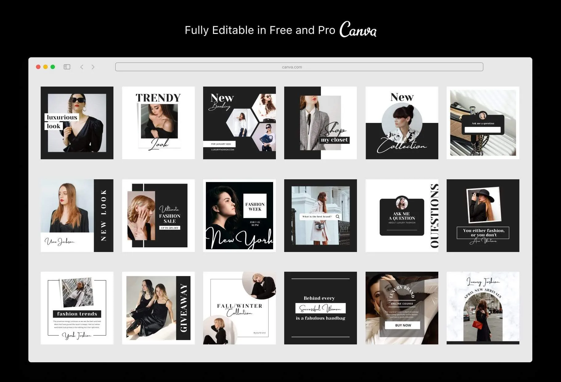 30 Luxury Fashion Instagram Post Canva Templates