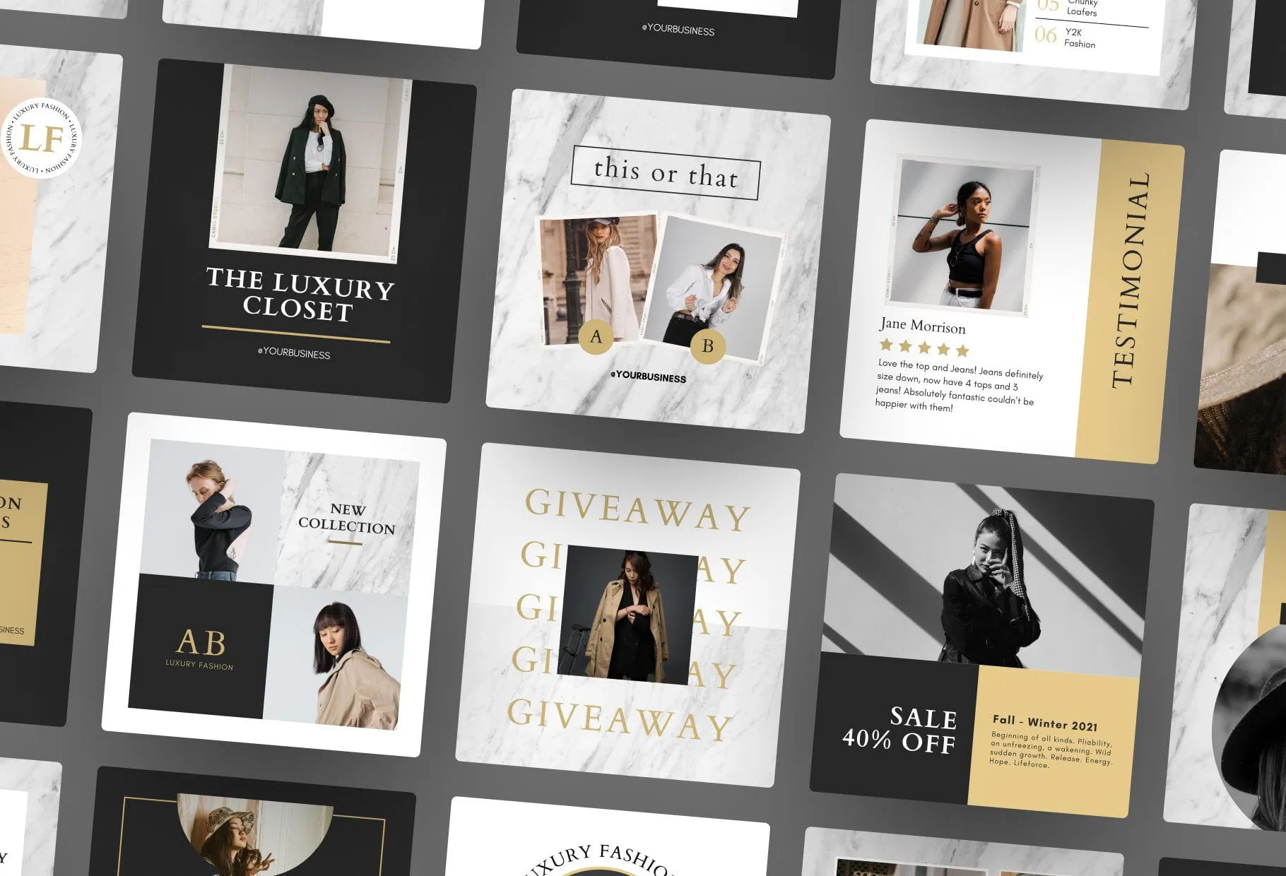 30 Luxury Fashion Instagram Post Canva Templates