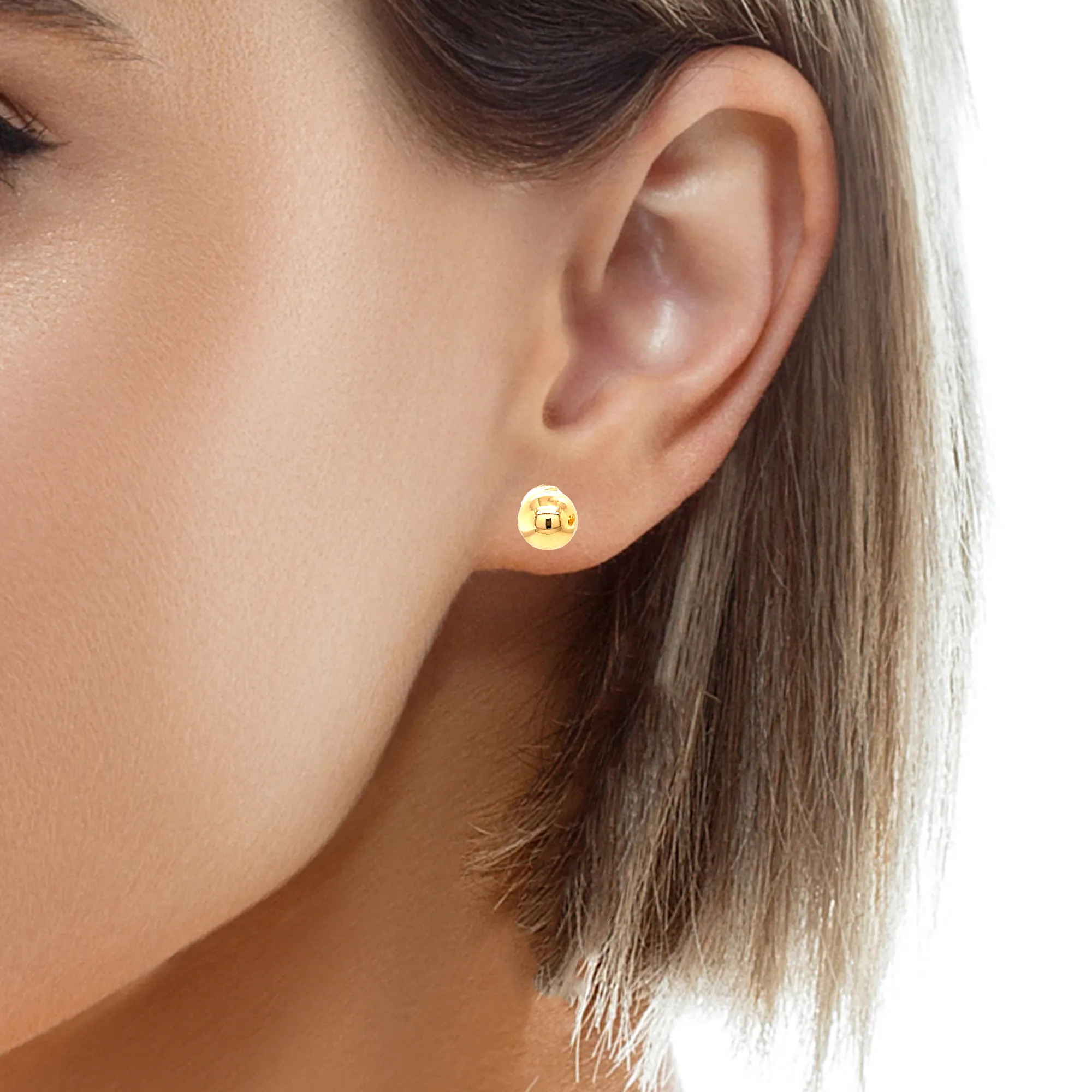 8mm Round Ball Stud Earrings 14k Gold filled