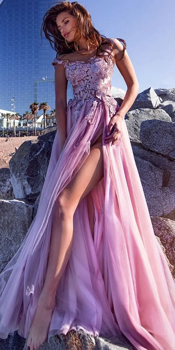 A-line Elegant Tulle Spaghetti Straps Neckline A-line Prom Dresses PD1034