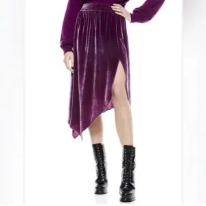 Alice   Olivia Angelique Silk Blend MIDI Slit velvet skirt size 4