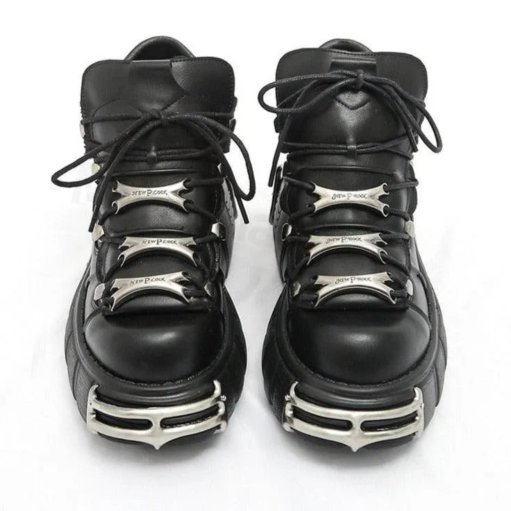 Alternative Fashion Alert: Plus-Size Gothic Platform Shoes with Small Leather and Metal Trim Detail