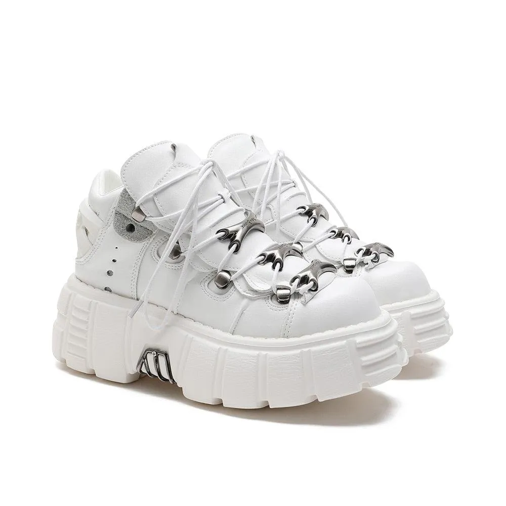 Alternative Fashion Alert: Plus-Size Gothic Platform Shoes with Small Leather and Metal Trim Detail