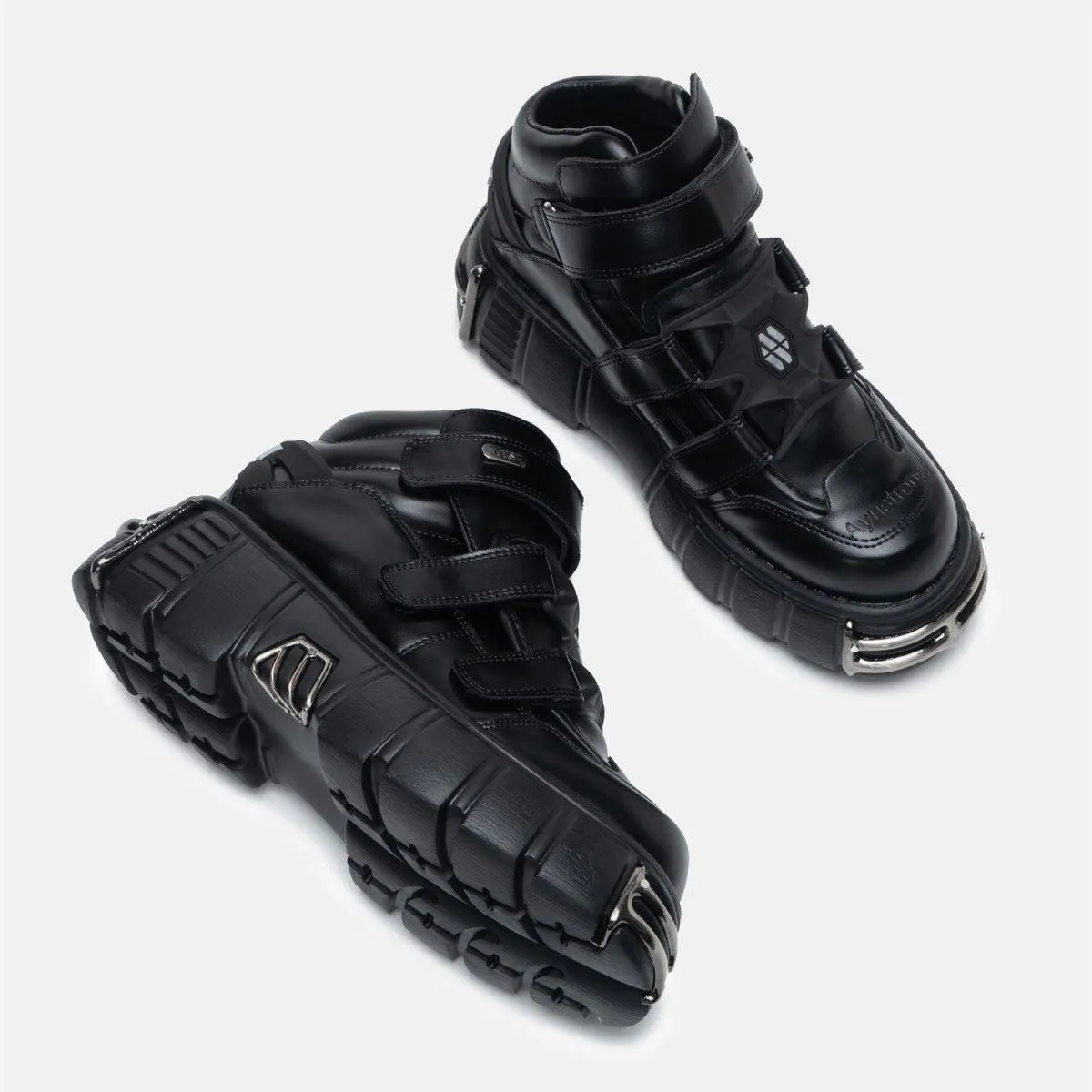 Alternative Fashion Alert: Plus-Size Gothic Platform Shoes with Small Leather and Metal Trim Detail