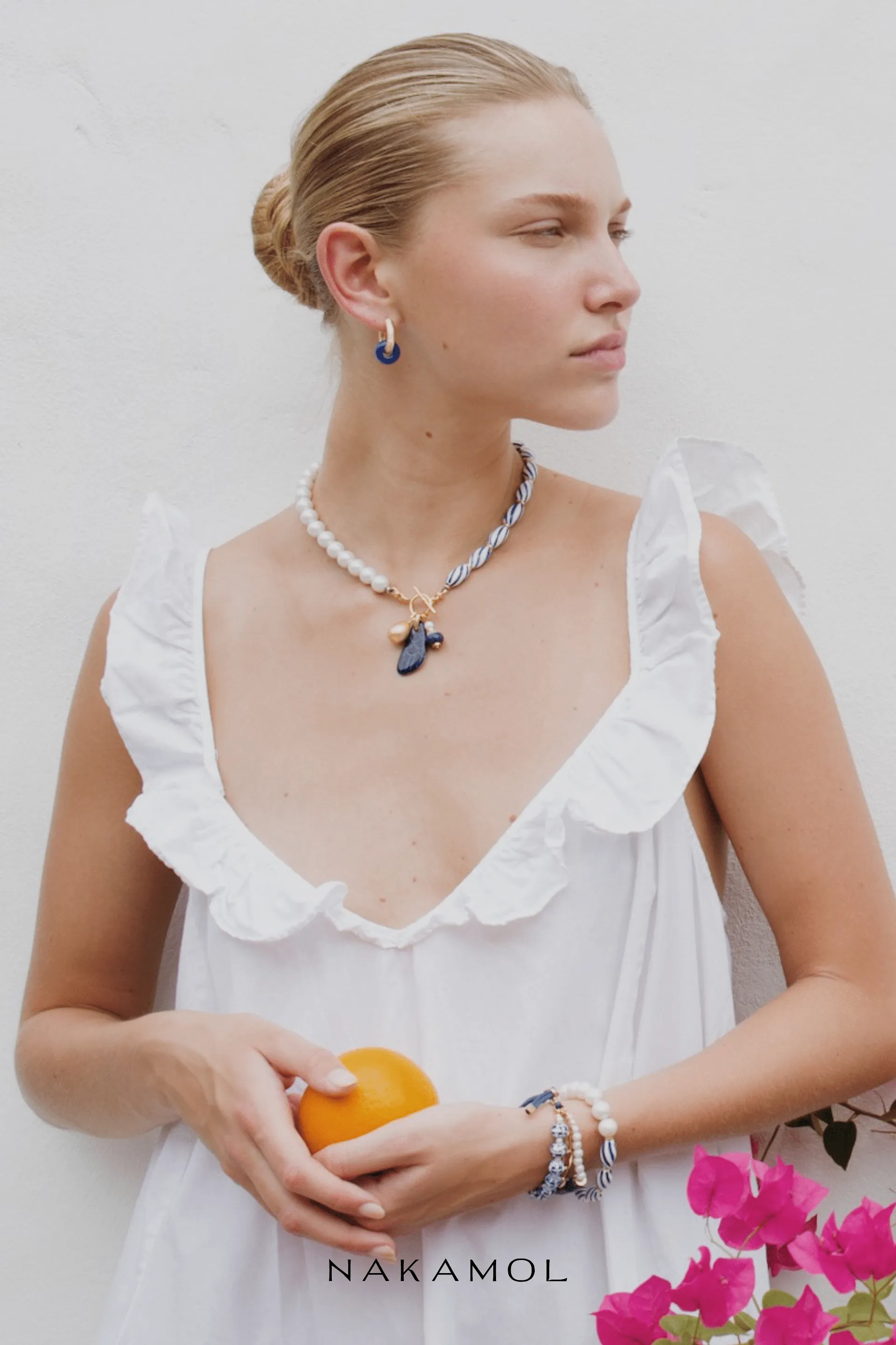 Asymmetrical White Striped Bracelet