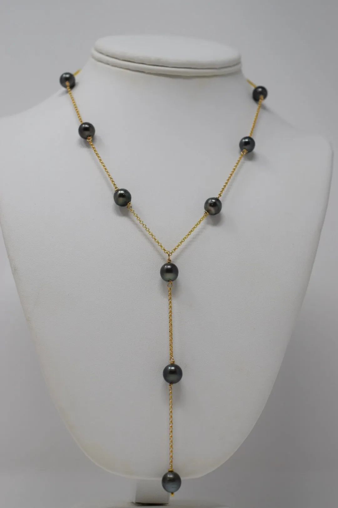 Awestruck, Tahitian Pearl Necklace, gold filled