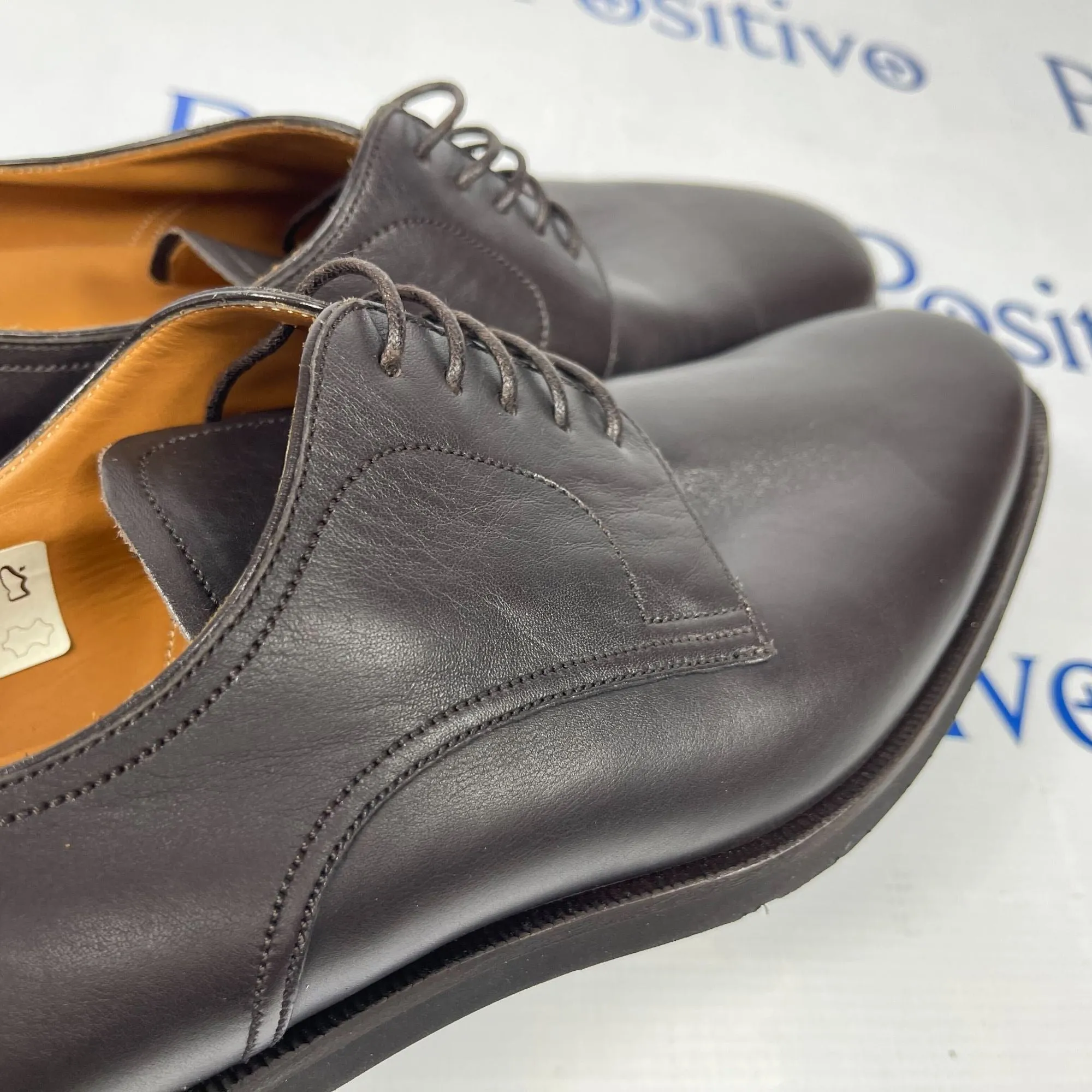 Bally Salfano Chocolate Leather Derby Shoes w/ Defect