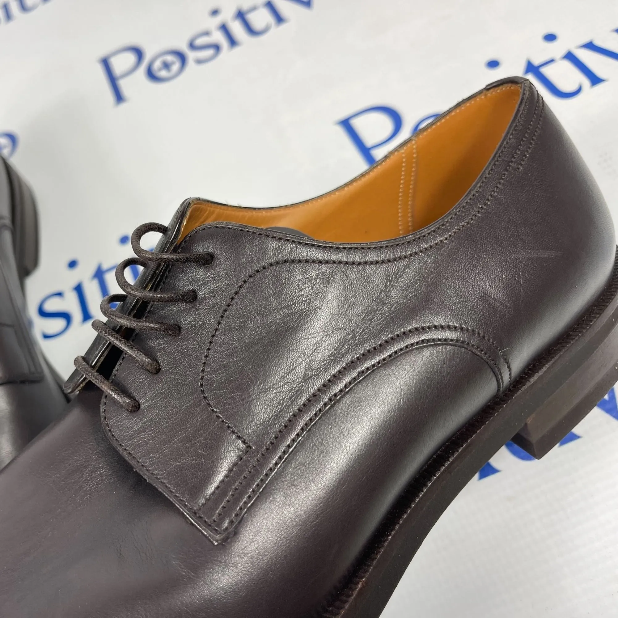 Bally Salfano Chocolate Leather Derby Shoes w/ Defect