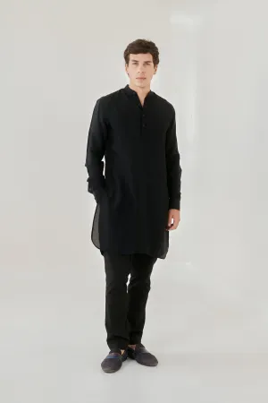 Black Ganganagery Kurta For Men