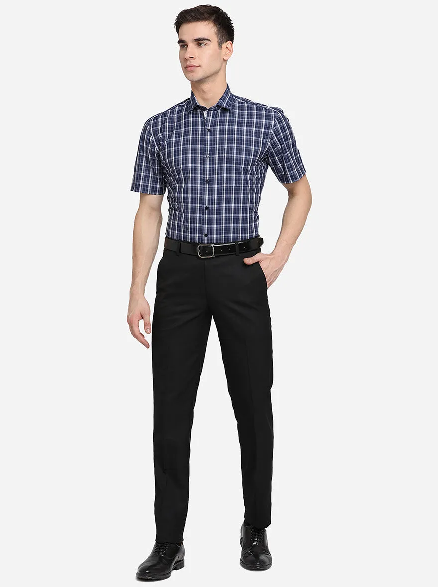 Black Solid Slim Fit Formal Trouser | Greenfibre