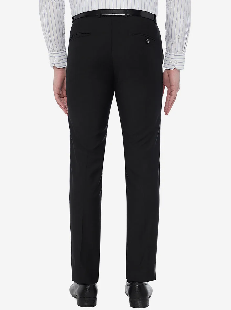 Black Solid Slim Fit Formal Trouser | Greenfibre