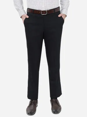 Black Solid Slim Fit Formal Trouser | Metal