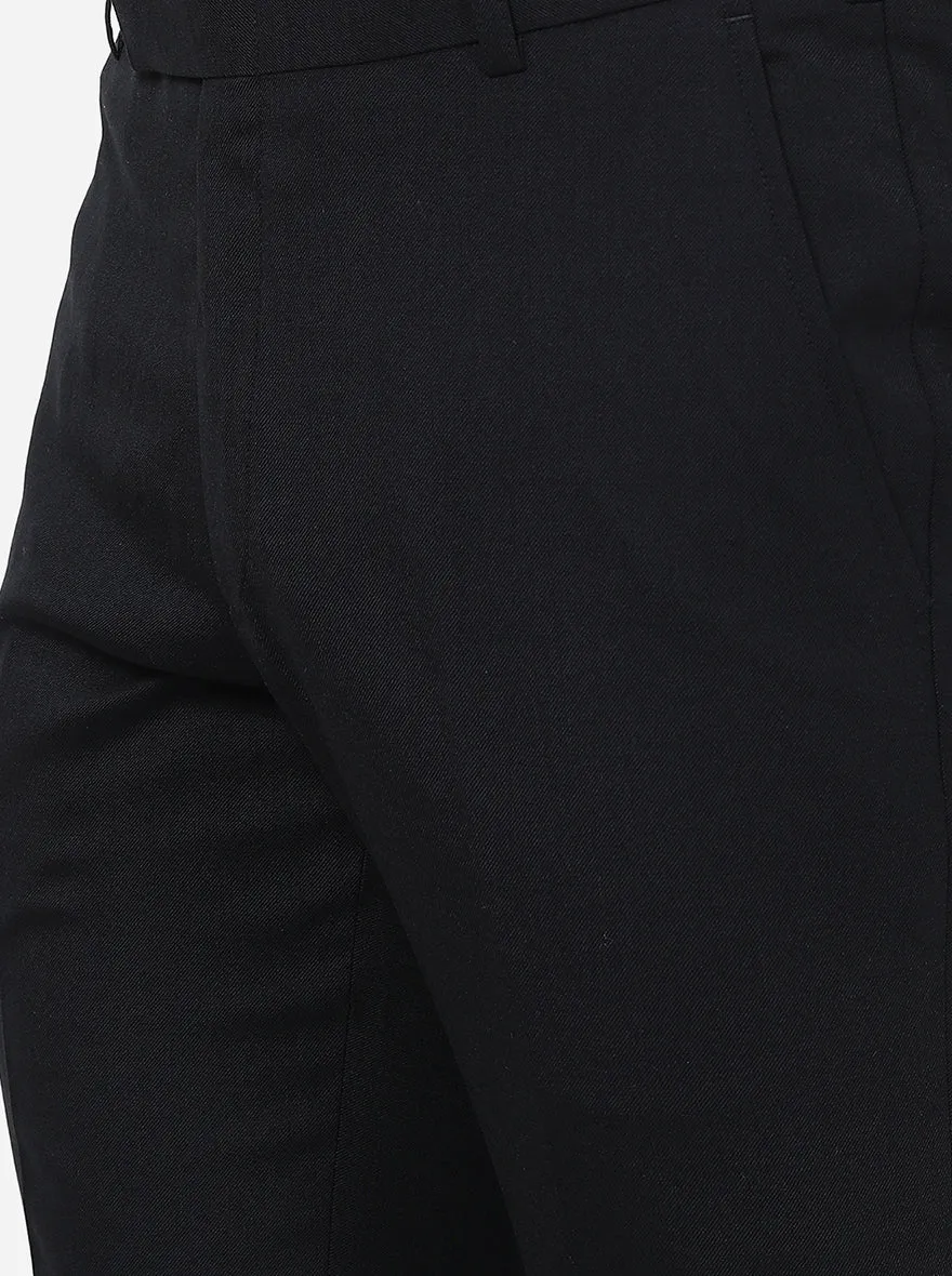 Black Solid Slim Fit Formal Trouser | Metal