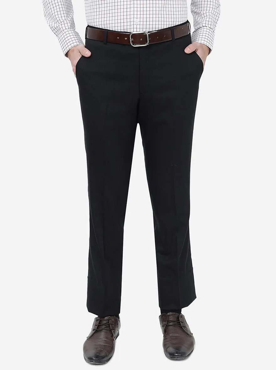 Black Solid Slim Fit Formal Trouser | Metal