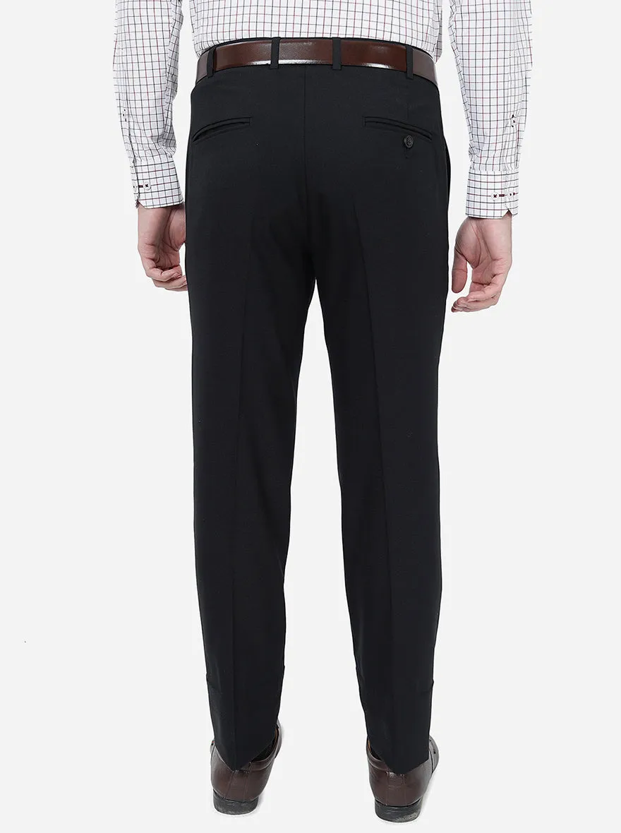 Black Solid Slim Fit Formal Trouser | Metal