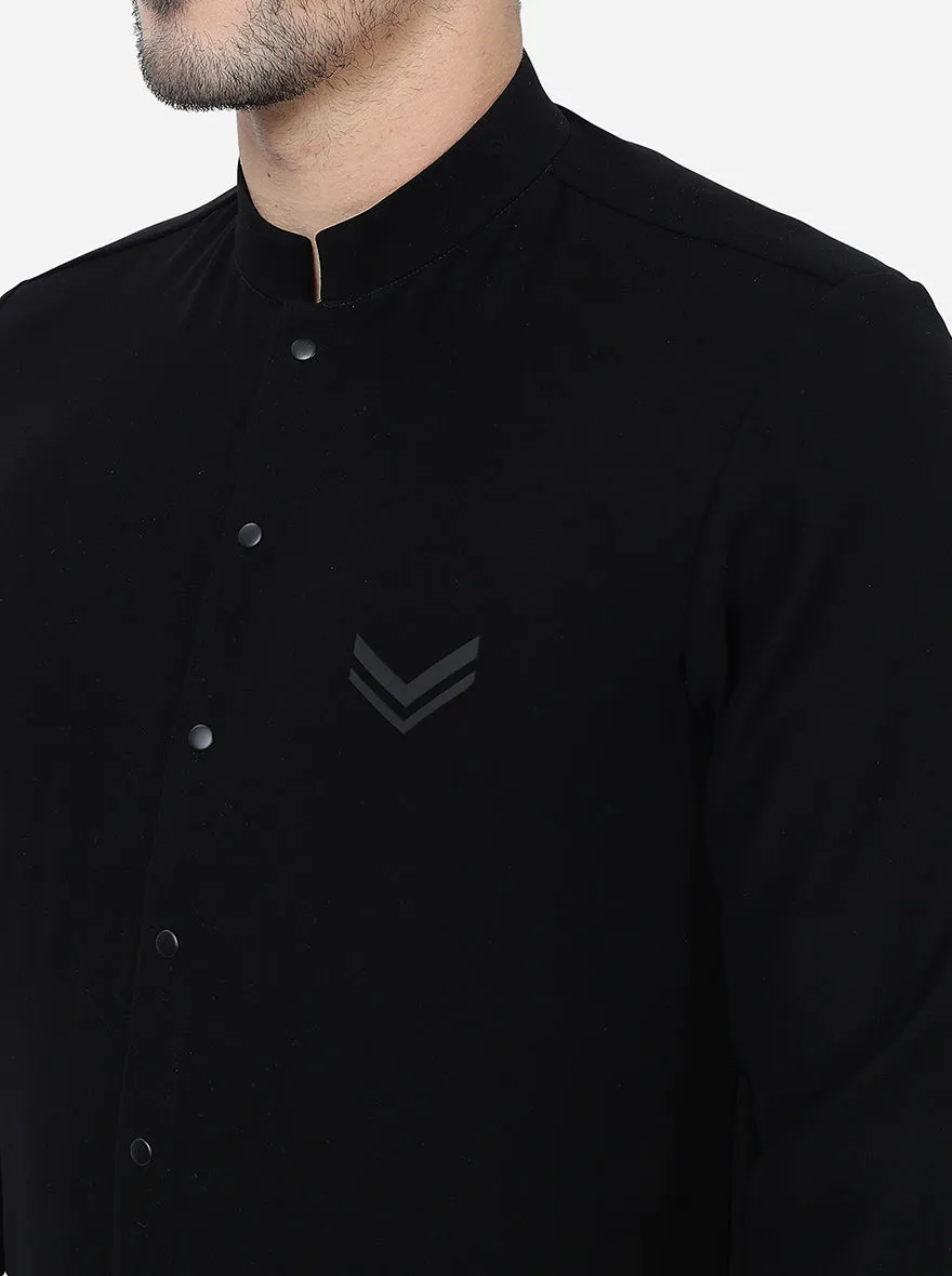 Black Solid Slim Fit Party Wear Shirt | JB Studio