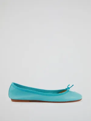 Blue Leather Ballerina Shoes