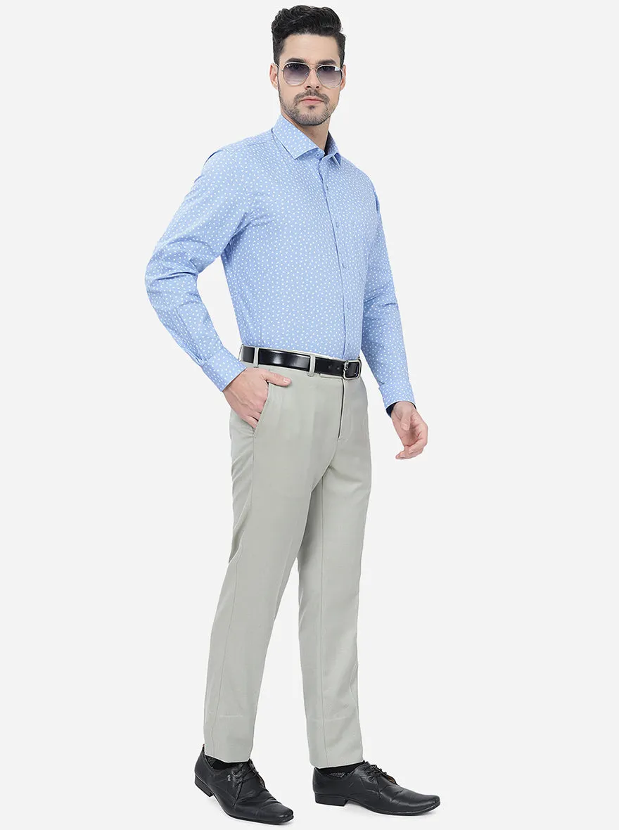 Blue Printed Regular Fit Formal Shirt | Greenfibre