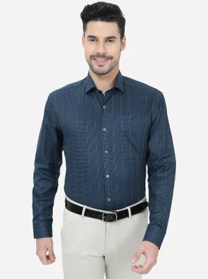 Blue Striped Regular Fit Formal Shirt | JadeBlue