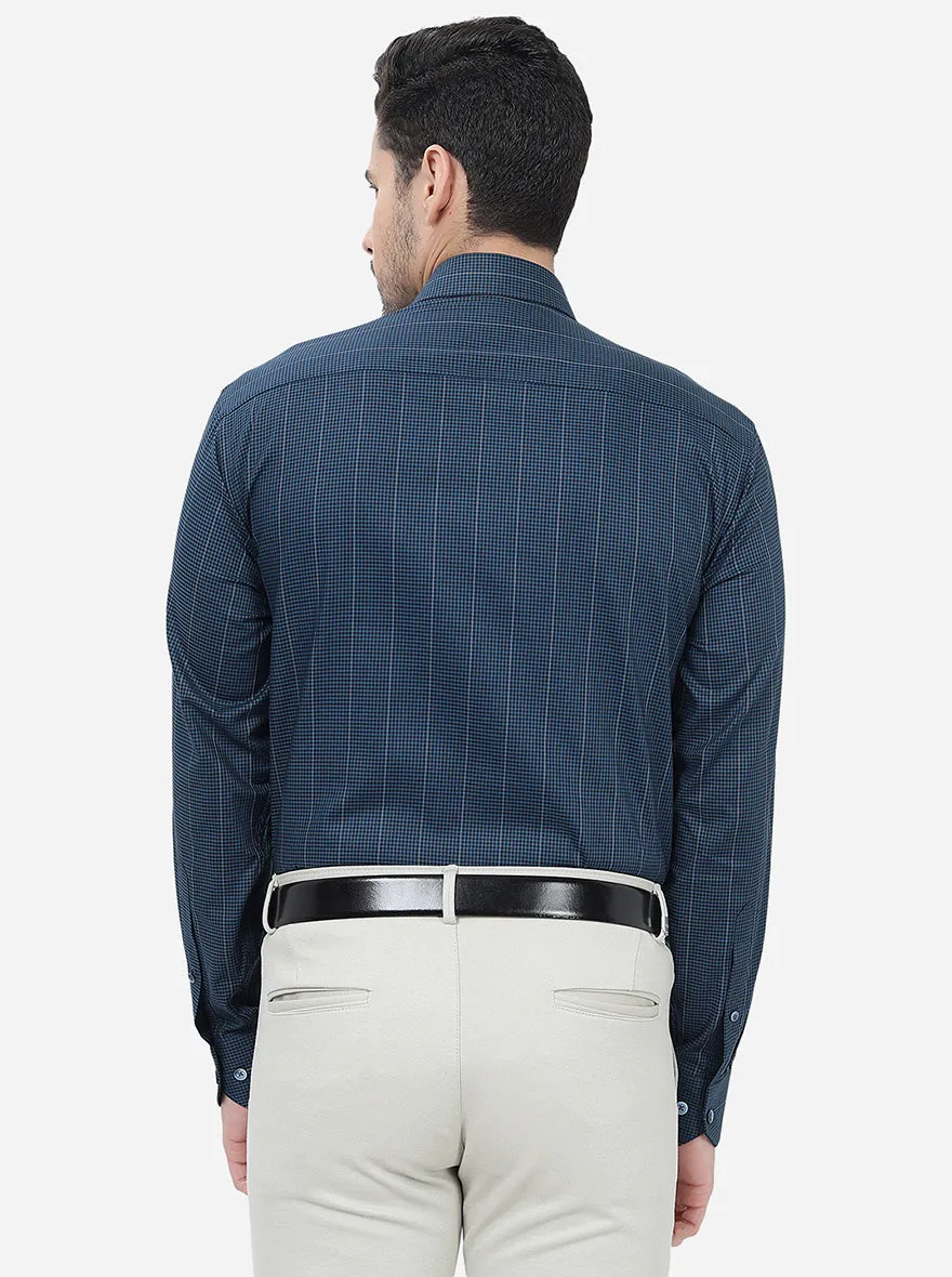 Blue Striped Regular Fit Formal Shirt | JadeBlue