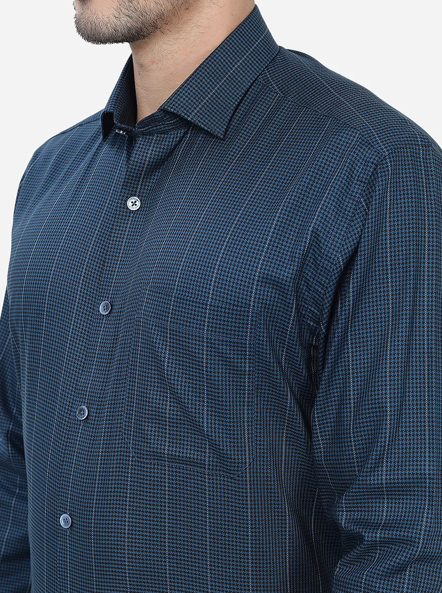 Blue Striped Regular Fit Formal Shirt | JadeBlue