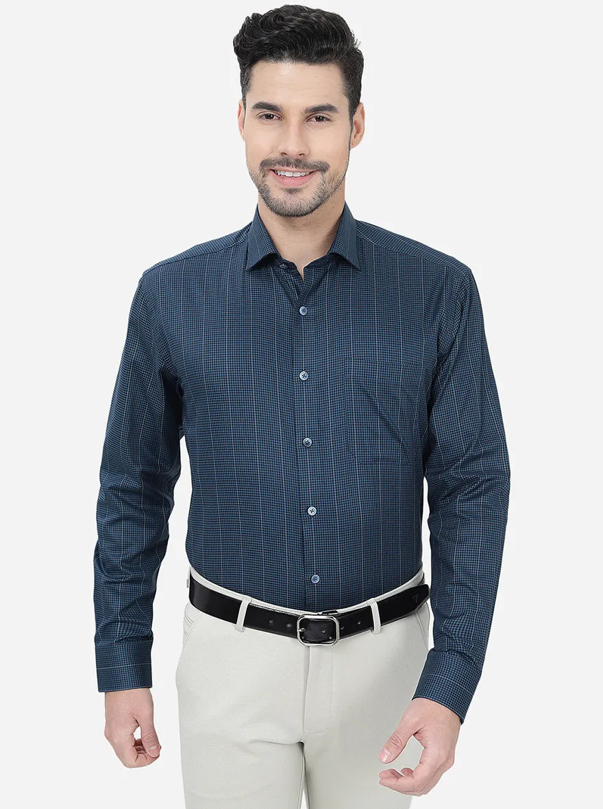 Blue Striped Regular Fit Formal Shirt | JadeBlue