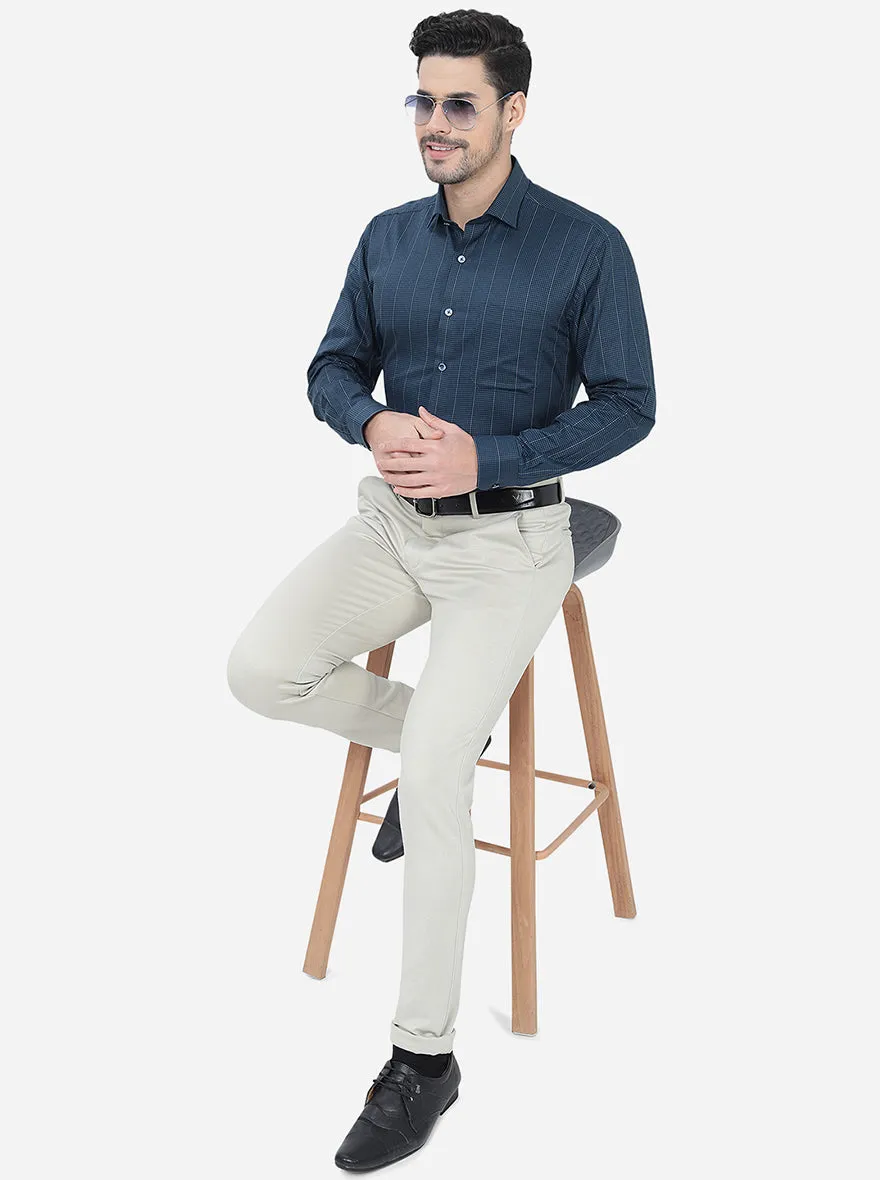 Blue Striped Regular Fit Formal Shirt | JadeBlue