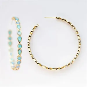 Bohemia Green Blue Opal Hoops