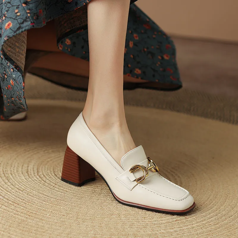 Bree Square Toe Loafers with Heels