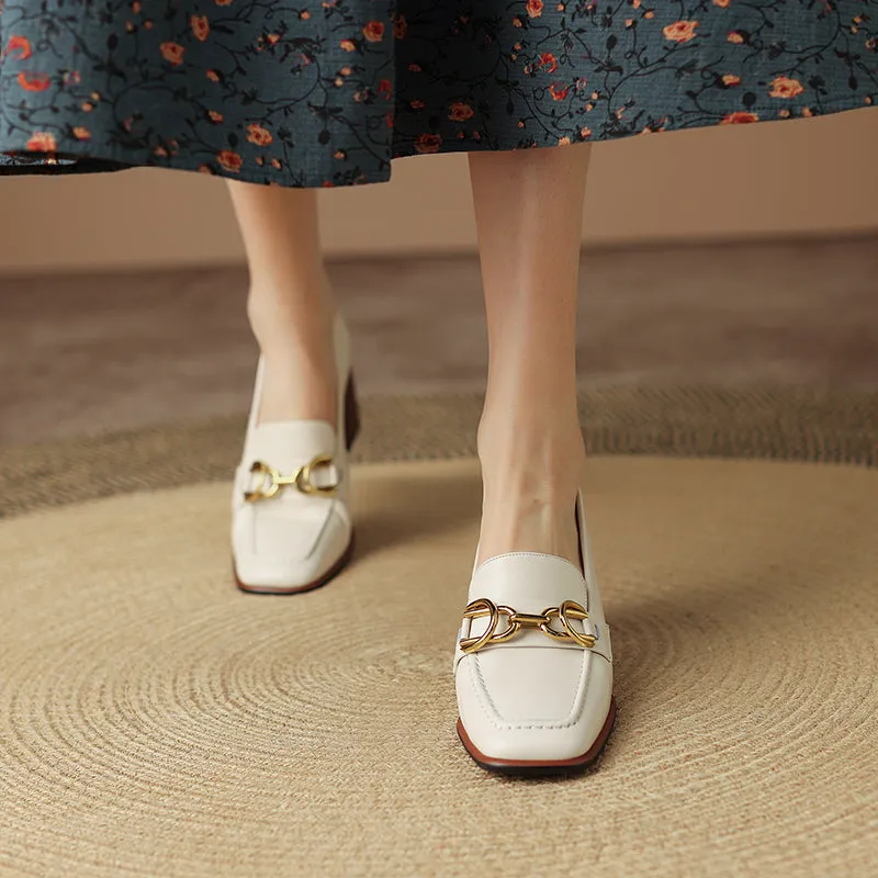 Bree Square Toe Loafers with Heels