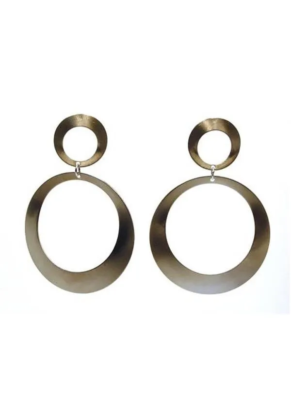 Brushed Silver Double Hoop Earrings