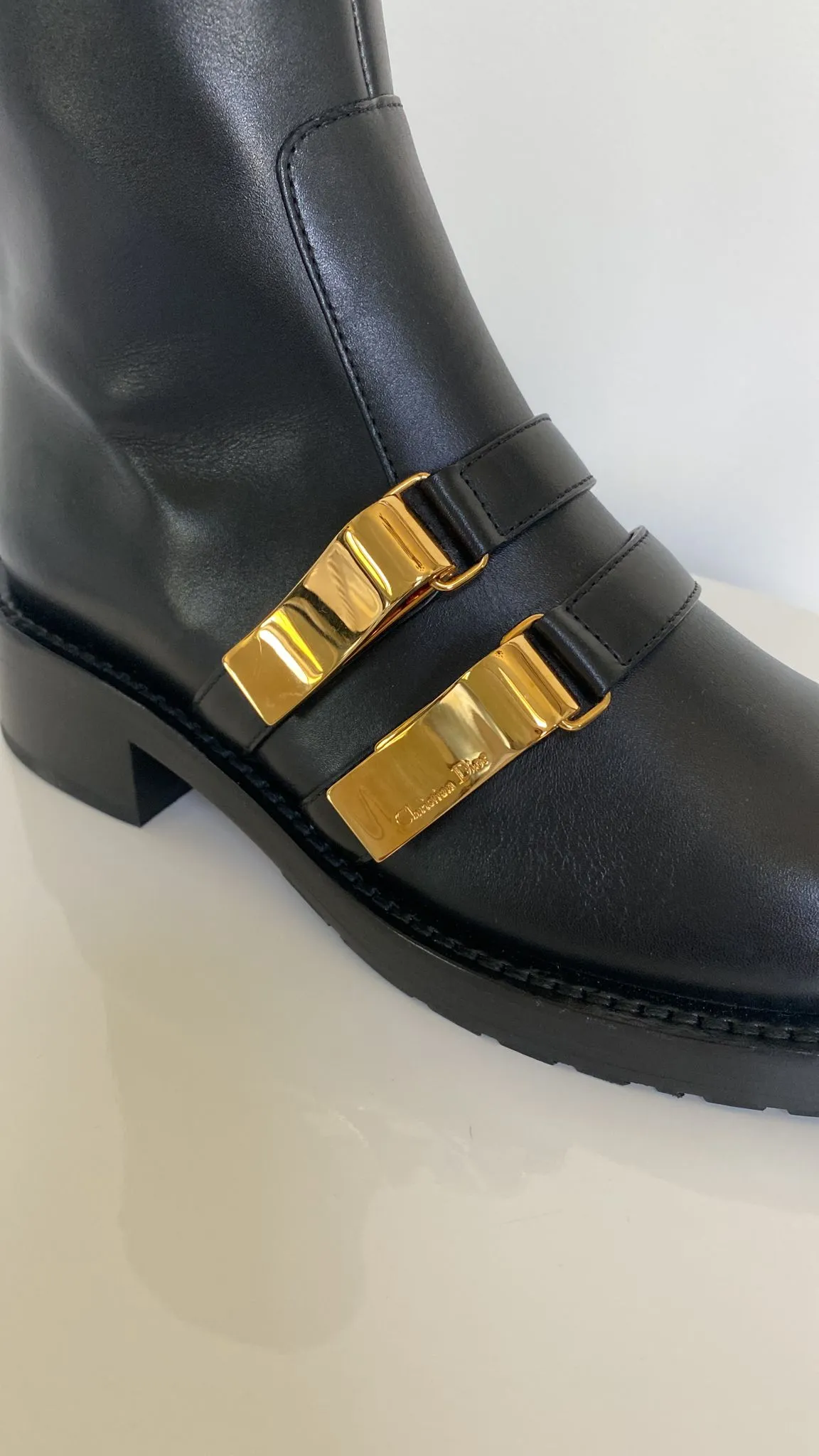 Christian Dior Black Leather D-Race Boots