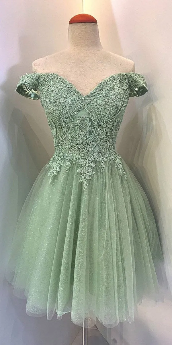 CLEARANCE - Eureka 9833 Short A-Line Off Shoulder Glitter Mesh Dress (Size M)