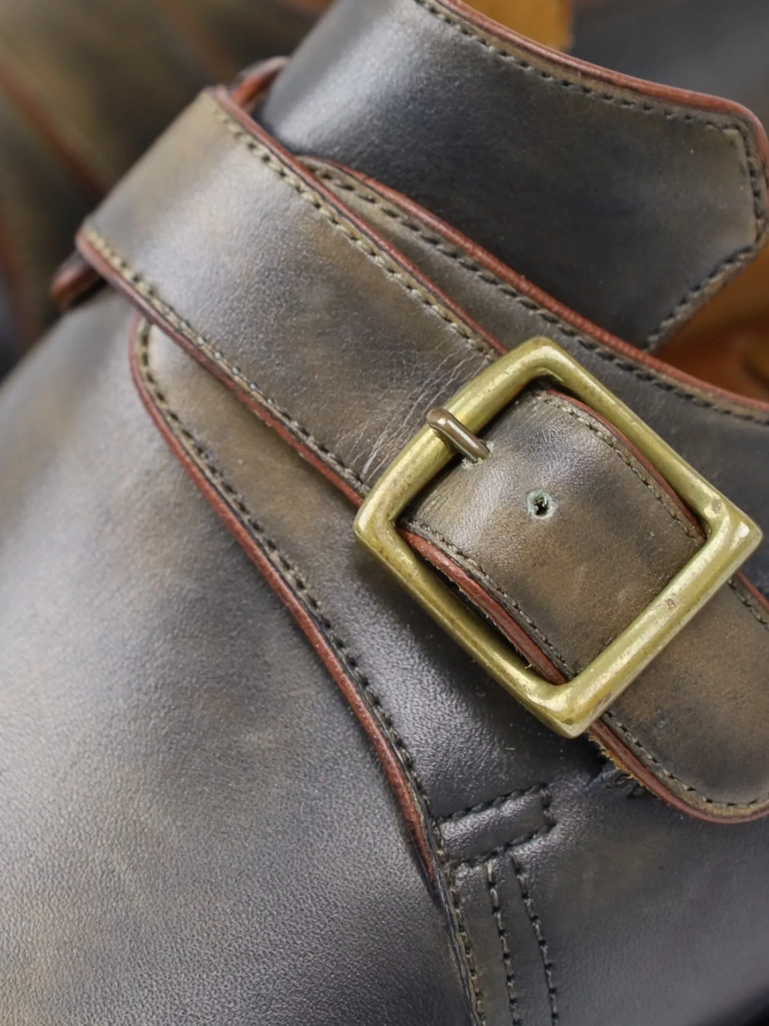 Corthay Olive Green Single Monk