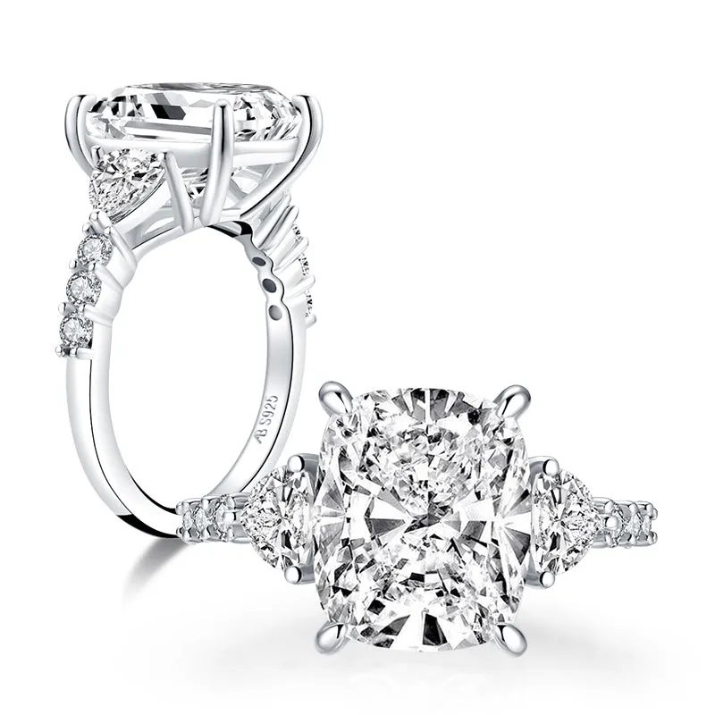 Cushion Created Diamond 3-Stone Vintage Ring