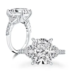 Cushion Created Diamond 3-Stone Vintage Ring