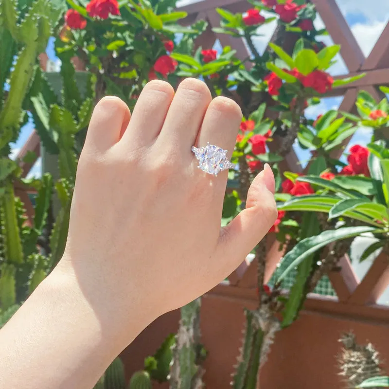 Cushion Created Diamond 3-Stone Vintage Ring