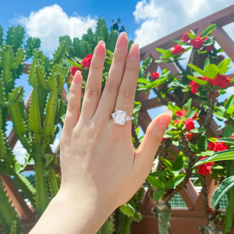 Cushion Created Diamond 3-Stone Vintage Ring